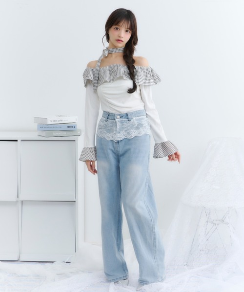 TITTY&CO.（ティティーアンドコー）の「ウエストレースデニムパンツ（デニムパンツ・レディース・ブルー・MEDIUM/SMALL）」の11枚目の写真