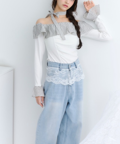 TITTY&CO.（ティティーアンドコー）の「ウエストレースデニムパンツ（デニムパンツ・レディース・ブルー・MEDIUM/SMALL）」の13枚目の写真