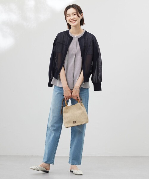 J.PRESS(ジェイプレス)の「【洗える】SHEER LIGHT ニット ブルゾン(ブルゾン・レディース・ネイビー系/ライトグレー系/ベージュ系/ふじ色系・MEDIUM/LARGE)」の11枚目の写真