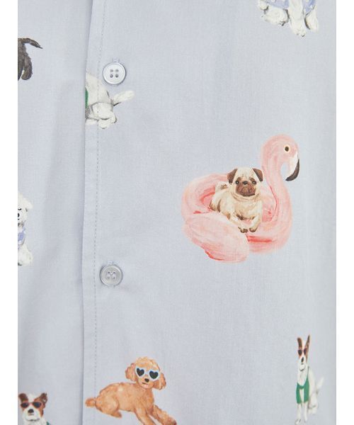 UNISEX】SUMMER DOG総柄シャツ（ルームウェア/パジャマ