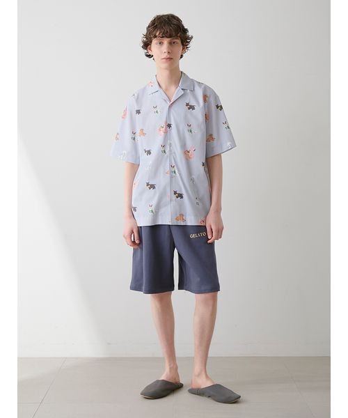 セール】【UNISEX】SUMMER DOG総柄シャツ（ルームウェア