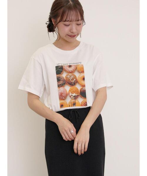 Samansa Mos2（サマンサ モスモス）の「[リサイクルコットン]柄アソートTシャツ（Tシャツ/カットソー・レディース・チャコールグレー/ミント/オフホワイト/キナリ・F）」の2枚目の写真