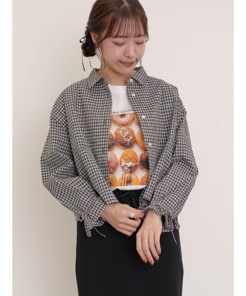 Samansa Mos2（サマンサ モスモス）の「[リサイクルコットン]柄アソートTシャツ（Tシャツ/カットソー・レディース・チャコールグレー/ミント/オフホワイト/キナリ・F）」の6枚目の写真