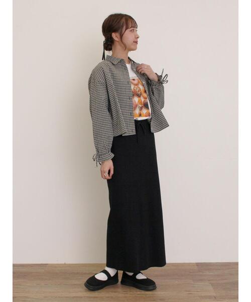 Samansa Mos2（サマンサ モスモス）の「[リサイクルコットン]柄アソートTシャツ（Tシャツ/カットソー・レディース・チャコールグレー/ミント/オフホワイト/キナリ・F）」の7枚目の写真