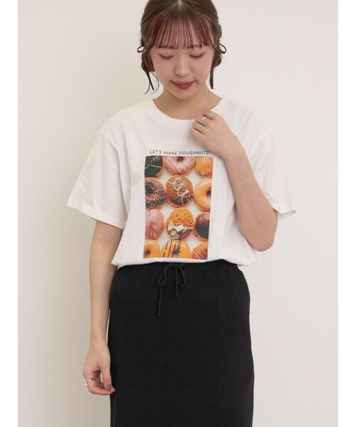 Samansa Mos2（サマンサ モスモス）の「[リサイクルコットン]柄アソートTシャツ（Tシャツ/カットソー・レディース・チャコールグレー/ミント/オフホワイト/キナリ・F）」の9枚目の写真