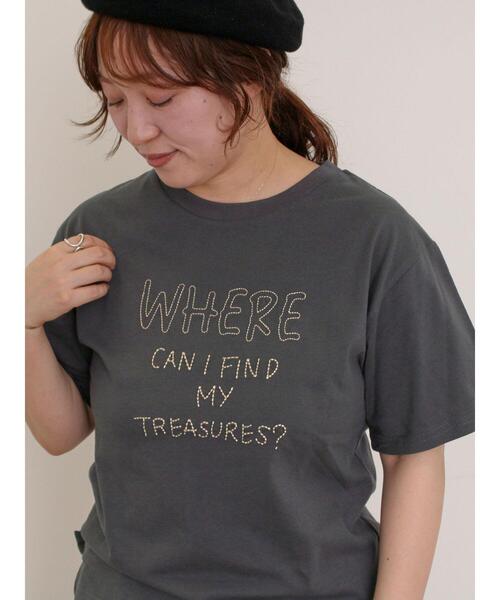 Samansa Mos2（サマンサ モスモス）の「[リサイクルコットン]柄アソートTシャツ（Tシャツ/カットソー・レディース・チャコールグレー/ミント/オフホワイト/キナリ・F）」の11枚目の写真