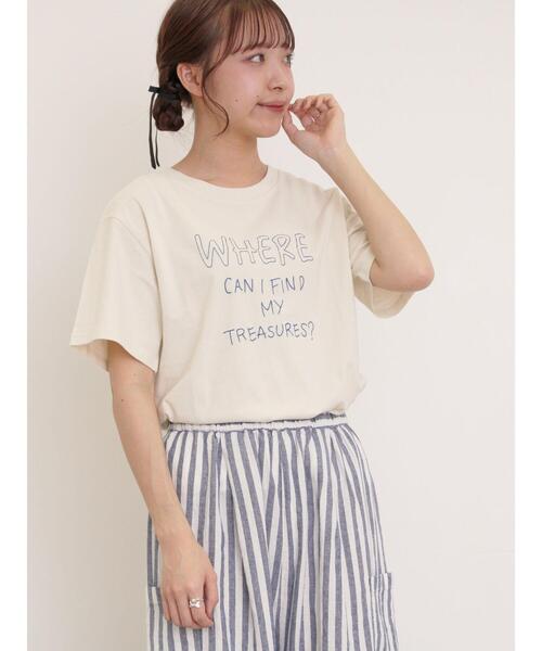 Samansa Mos2（サマンサ モスモス）の「[リサイクルコットン]柄アソートTシャツ（Tシャツ/カットソー・レディース・チャコールグレー/ミント/オフホワイト/キナリ・F）」の17枚目の写真