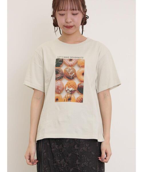 Samansa Mos2（サマンサ モスモス）の「[リサイクルコットン]柄アソートTシャツ（Tシャツ/カットソー・レディース・チャコールグレー/ミント/オフホワイト/キナリ・F）」の18枚目の写真