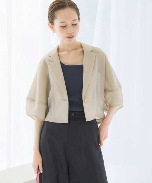 URBAN RESEARCH ROSSO WOMEN（アーバンリサーチ　ロッソ）の「『InRed6月号掲載』ウォッシャブルメッシュジャケット（その他アウター・レディース・ベージュ/ブラック・FREE）」の9枚目の写真