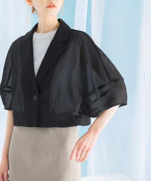 URBAN RESEARCH ROSSO WOMEN（アーバンリサーチ　ロッソ）の「『InRed6月号掲載』ウォッシャブルメッシュジャケット（その他アウター・レディース・ベージュ/ブラック・FREE）」の16枚目の写真