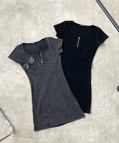 non-hedge(ノンヘッジ)の「ジップ切替ミニワンピース(ワンピース・レディース・グレー/ブラック・FREE)」の18枚目の写真