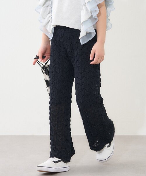 CIAOPANIC TYPY（チャオパニックティピー）の「【KIDS】【GOOD HOLIDAY】透かし編みフレアパンツ（その他パンツ・キッズ・オフホワイト/ブラック/ベージュ・SMALL/MEDIUM/LARGE/XX-LARGE/X-LARGE）」の4枚目の写真