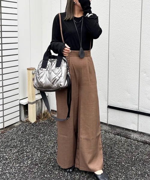 リネンライクサスペンダー付きパンツ（サロペット/オーバーオール