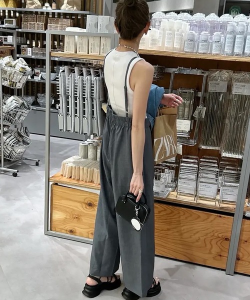 リネンライクサスペンダー付きパンツ（サロペット/オーバーオール