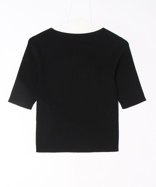 STRAWBERRY-FIELDS（ストロベリーフィールズ）の「Vネック5分袖リブニット（ニット/セーター・レディース・グリーン/オフホワイト/ブラック・2）」の8枚目の写真