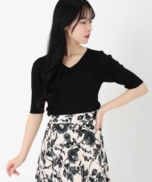 STRAWBERRY-FIELDS（ストロベリーフィールズ）の「Vネック5分袖リブニット（ニット/セーター）」