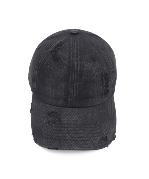 Figments（フィグメンツ）の「ヴィンテージダメージキャップ（キャップ・レディース・ブラック/チャコールグレー・FREE）」の3枚目の写真