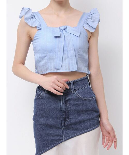 EATME（イートミー）の「フリルリボンノースリーブブラウス（シャツ/ブラウス・レディース・イエロー/ブルー/グレー・FREE）」の4枚目の写真