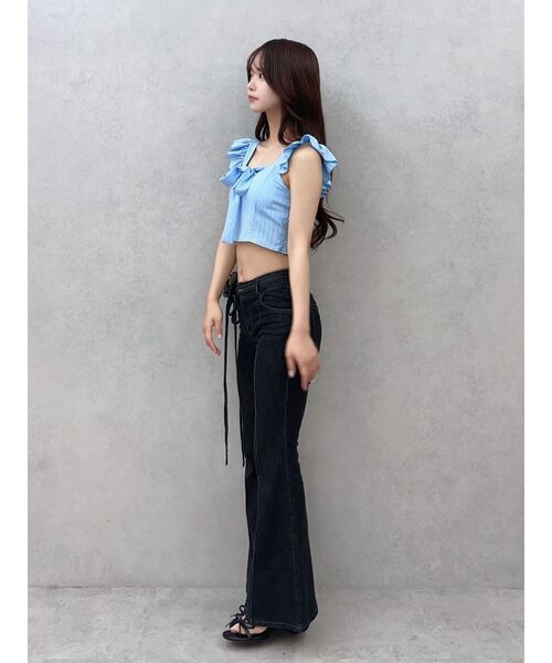 EATME（イートミー）の「フリルリボンノースリーブブラウス（シャツ/ブラウス・レディース・イエロー/ブルー/グレー・FREE）」の5枚目の写真