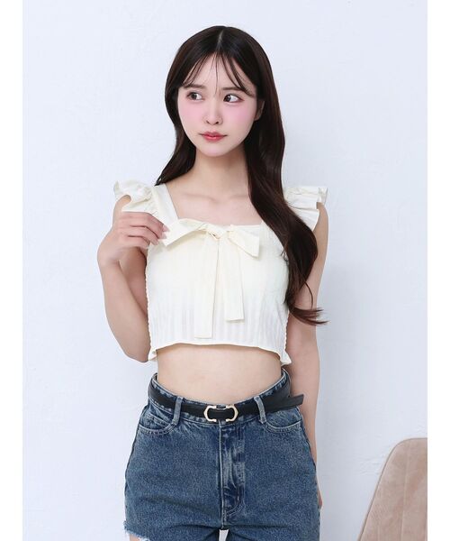 EATME（イートミー）の「フリルリボンノースリーブブラウス（シャツ/ブラウス・レディース・イエロー/ブルー/グレー・FREE）」の9枚目の写真