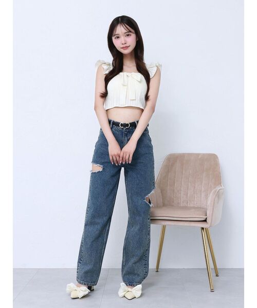 EATME（イートミー）の「フリルリボンノースリーブブラウス（シャツ/ブラウス・レディース・イエロー/ブルー/グレー・FREE）」の11枚目の写真