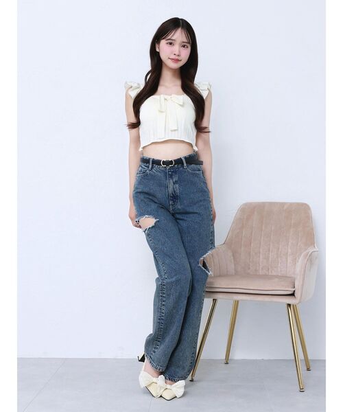 EATME（イートミー）の「フリルリボンノースリーブブラウス（シャツ/ブラウス・レディース・イエロー/ブルー/グレー・FREE）」の12枚目の写真