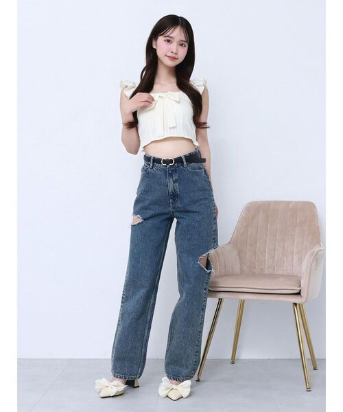 EATME（イートミー）の「フリルリボンノースリーブブラウス（シャツ/ブラウス・レディース・イエロー/ブルー/グレー・FREE）」の14枚目の写真