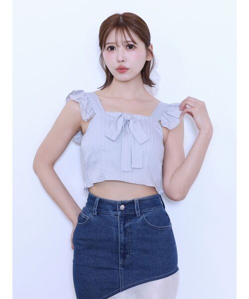 EATME（イートミー）の「フリルリボンノースリーブブラウス（シャツ/ブラウス・レディース・イエロー/ブルー/グレー・FREE）」の17枚目の写真