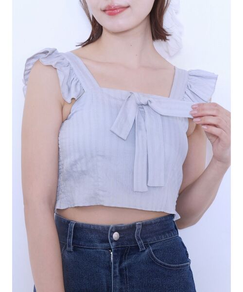 EATME（イートミー）の「フリルリボンノースリーブブラウス（シャツ/ブラウス・レディース・イエロー/ブルー/グレー・FREE）」の19枚目の写真