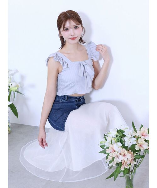 EATME（イートミー）の「フリルリボンノースリーブブラウス（シャツ/ブラウス・レディース・イエロー/ブルー/グレー・FREE）」の20枚目の写真