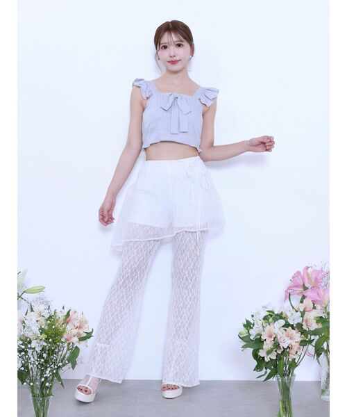 EATME（イートミー）の「フリルリボンノースリーブブラウス（シャツ/ブラウス・レディース・イエロー/ブルー/グレー・FREE）」の22枚目の写真