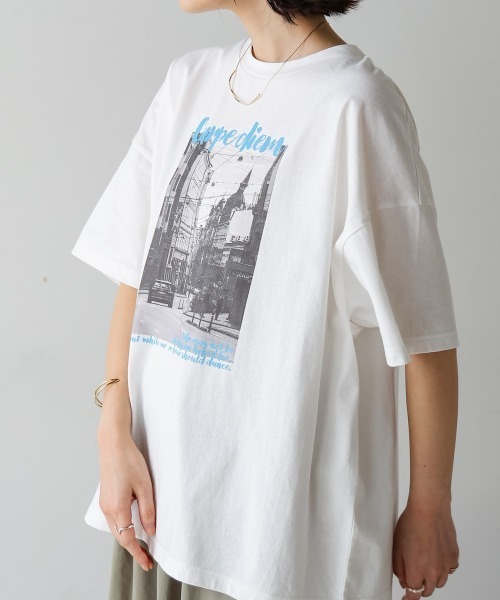 Bou Jeloud（ブージュルード）の「タウンフォトカラーロゴＴシャツ（Tシャツ/カットソー・レディース・オフホワイト/チャコールグレー・38）」の21枚目の写真