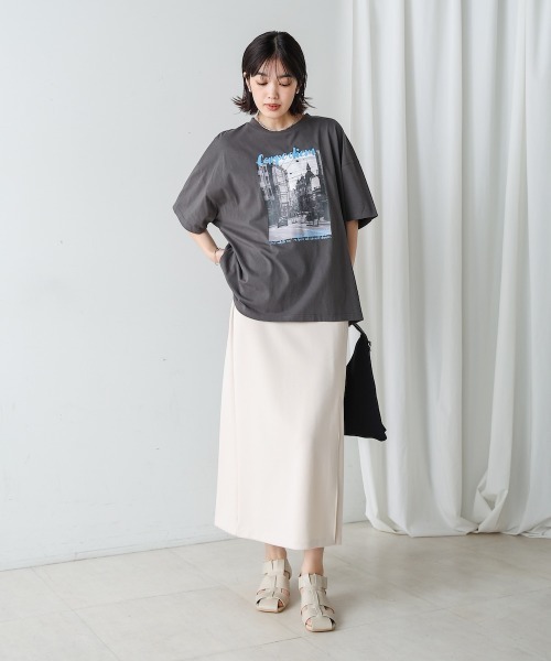 Bou Jeloud（ブージュルード）の「タウンフォトカラーロゴＴシャツ（Tシャツ/カットソー・レディース・オフホワイト/チャコールグレー・38）」の15枚目の写真