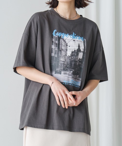 Bou Jeloud（ブージュルード）の「タウンフォトカラーロゴＴシャツ（Tシャツ/カットソー・レディース・オフホワイト/チャコールグレー・38）」の12枚目の写真