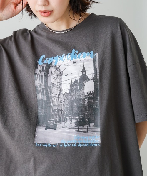 Bou Jeloud（ブージュルード）の「タウンフォトカラーロゴＴシャツ（Tシャツ/カットソー・レディース・オフホワイト/チャコールグレー・38）」の6枚目の写真