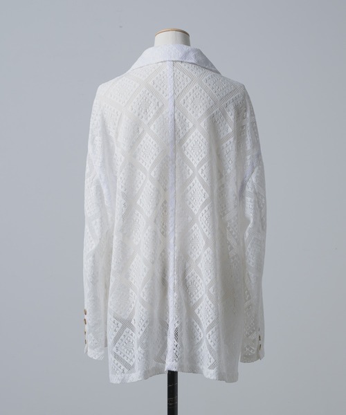 Happy John（ハッピージョン）の「loose over lace jacket/ルーズオーバーレースジャケット（テーラードジャケット・レディース・ブラック/ホワイト・FREE）」の21枚目の写真