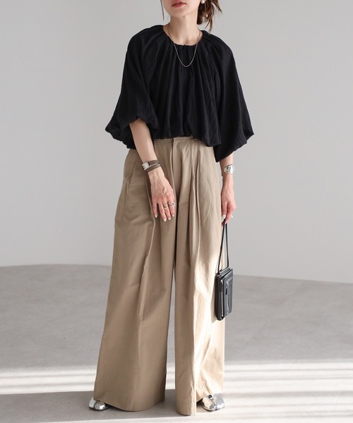 セール】フロントジップボリュームショートブラウス（シャツ/ブラウス