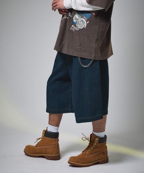 FREAK'S STORE(フリークスストア)の「限定展開 MR HEARTS/ミスターハーツ VINTAGE WASHED DENIM JORTS(デニムパンツ・メンズ・ライトブラック/インディゴブルー/ライトブルー/ブラック・LARGE/MEDIUM/SMALL)」の17枚目の写真