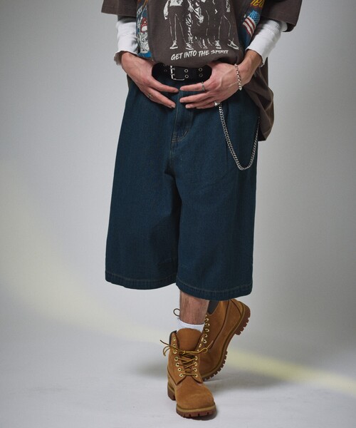 FREAK'S STORE(フリークスストア)の「限定展開 MR HEARTS/ミスターハーツ VINTAGE WASHED DENIM JORTS(デニムパンツ・メンズ・ライトブラック/インディゴブルー/ライトブルー/ブラック・LARGE/MEDIUM/SMALL)」の21枚目の写真