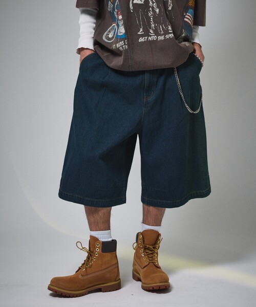 FREAK'S STORE(フリークスストア)の「限定展開 MR HEARTS/ミスターハーツ VINTAGE WASHED DENIM JORTS(デニムパンツ・メンズ・ライトブラック/インディゴブルー/ライトブルー/ブラック・LARGE/MEDIUM/SMALL)」の22枚目の写真