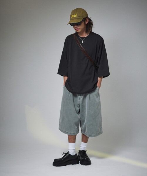 FREAK'S STORE(フリークスストア)の「限定展開 MR HEARTS/ミスターハーツ VINTAGE WASHED DENIM JORTS(デニムパンツ・メンズ・ライトブラック/インディゴブルー/ライトブルー/ブラック・LARGE/MEDIUM/SMALL)」の11枚目の写真