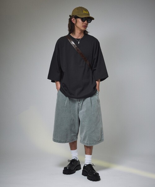 FREAK'S STORE(フリークスストア)の「限定展開 MR HEARTS/ミスターハーツ VINTAGE WASHED DENIM JORTS(デニムパンツ・メンズ・ライトブラック/インディゴブルー/ライトブルー/ブラック・LARGE/MEDIUM/SMALL)」の12枚目の写真