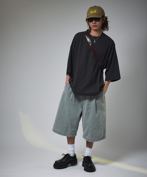 FREAK'S STORE(フリークスストア)の「限定展開 MR HEARTS/ミスターハーツ VINTAGE WASHED DENIM JORTS(デニムパンツ・メンズ・ライトブラック/インディゴブルー/ライトブルー/ブラック・LARGE/MEDIUM/SMALL)」の15枚目の写真