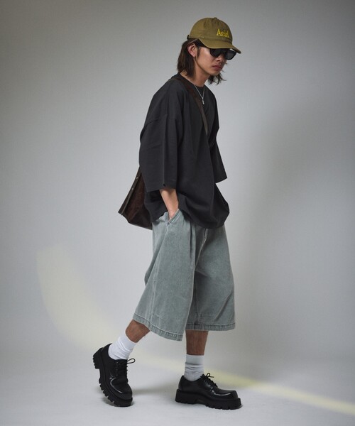 FREAK'S STORE(フリークスストア)の「限定展開 MR HEARTS/ミスターハーツ VINTAGE WASHED DENIM JORTS(デニムパンツ・メンズ・ライトブラック/インディゴブルー/ライトブルー/ブラック・LARGE/MEDIUM/SMALL)」の8枚目の写真