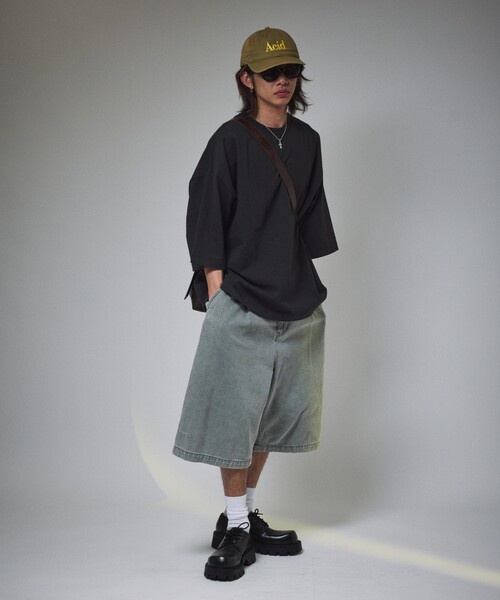 FREAK'S STORE(フリークスストア)の「限定展開 MR HEARTS/ミスターハーツ VINTAGE WASHED DENIM JORTS(デニムパンツ・メンズ・ライトブラック/インディゴブルー/ライトブルー/ブラック・LARGE/MEDIUM/SMALL)」の10枚目の写真