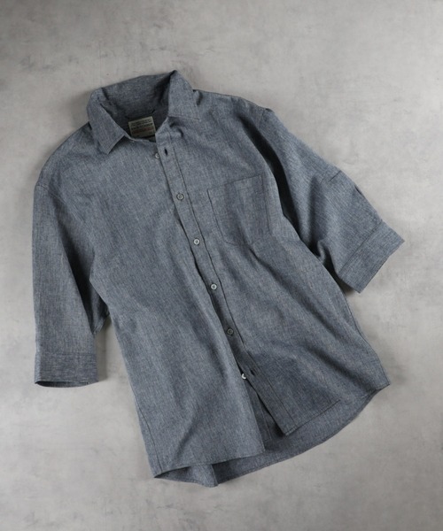 BACK NUMBER(バックナンバー)の「BACK NUMBER(バックナンバー)【メンズ】「COOL MAX」麻混七分シャツ(シャツ/ブラウス・メンズ・ネイビー/ダークグレー/その他5/その他3/その他1/サックスブルー/ホワイト/その他7・S/M/L/XL)」の6枚目の写真