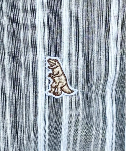 DOUBLE NAME（ダブルネーム）の「【m:rex】ミニ恐竜ワッペン開襟ストライプ5分袖シャツ（シャツ/ブラウス・レディース・ブルー/グリーン/ブラック・FREE）」の8枚目の写真