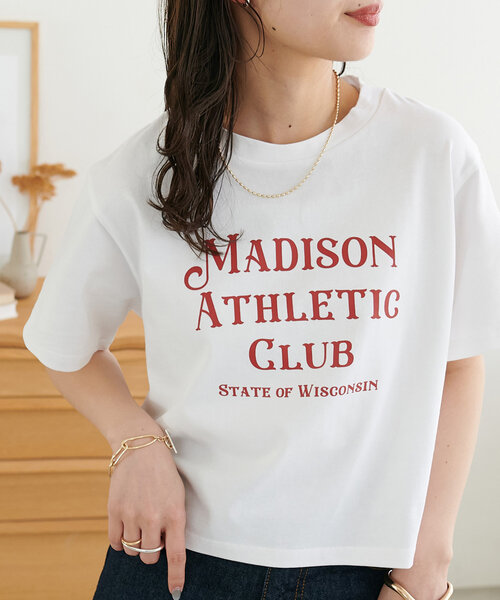 DISCOAT（ディスコート）の「【WEB限定】MADISONコンパクトTシャツ（Tシャツ/カットソー・レディース・カーキ/グレイッシュベージュ/ホワイト/ネイビー/グレー/アイボリー・MEDIUM）」の9枚目の写真