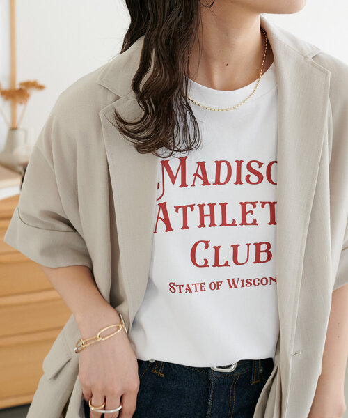 DISCOAT（ディスコート）の「【WEB限定】MADISONコンパクトTシャツ（Tシャツ/カットソー・レディース・カーキ/グレイッシュベージュ/ホワイト/ネイビー/グレー/アイボリー・MEDIUM）」の13枚目の写真