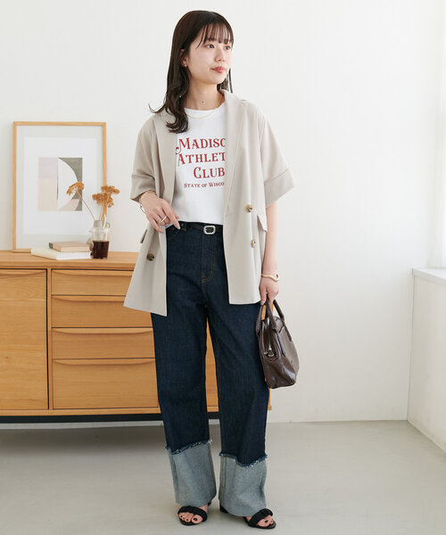 DISCOAT（ディスコート）の「【WEB限定】MADISONコンパクトTシャツ（Tシャツ/カットソー・レディース・カーキ/グレイッシュベージュ/ホワイト/ネイビー/グレー/アイボリー・MEDIUM）」の14枚目の写真